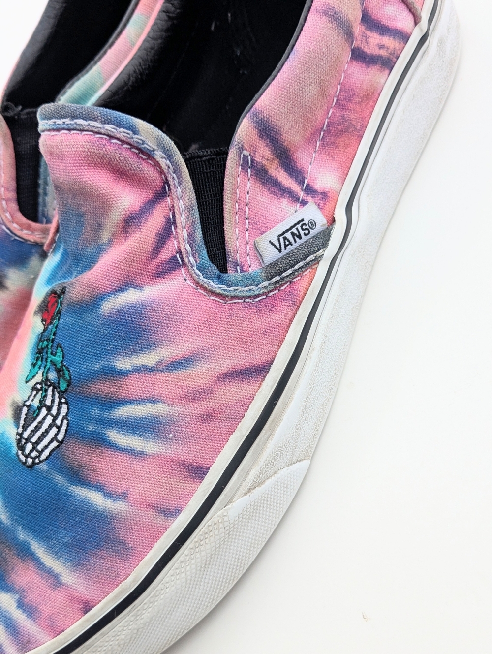 Vans Slip-On Tie Dye Skeleton Rose Sneakers W7.5/M6 - Picture 5 of 6